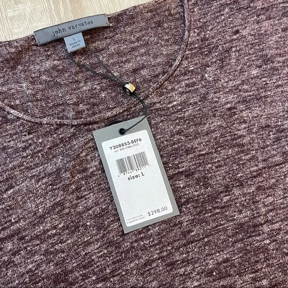 PENDING John Varvatos NWT Wool/Linend Sweater, Men’s L, Oxblood (Heathered Plum) - Picture 5 of 9